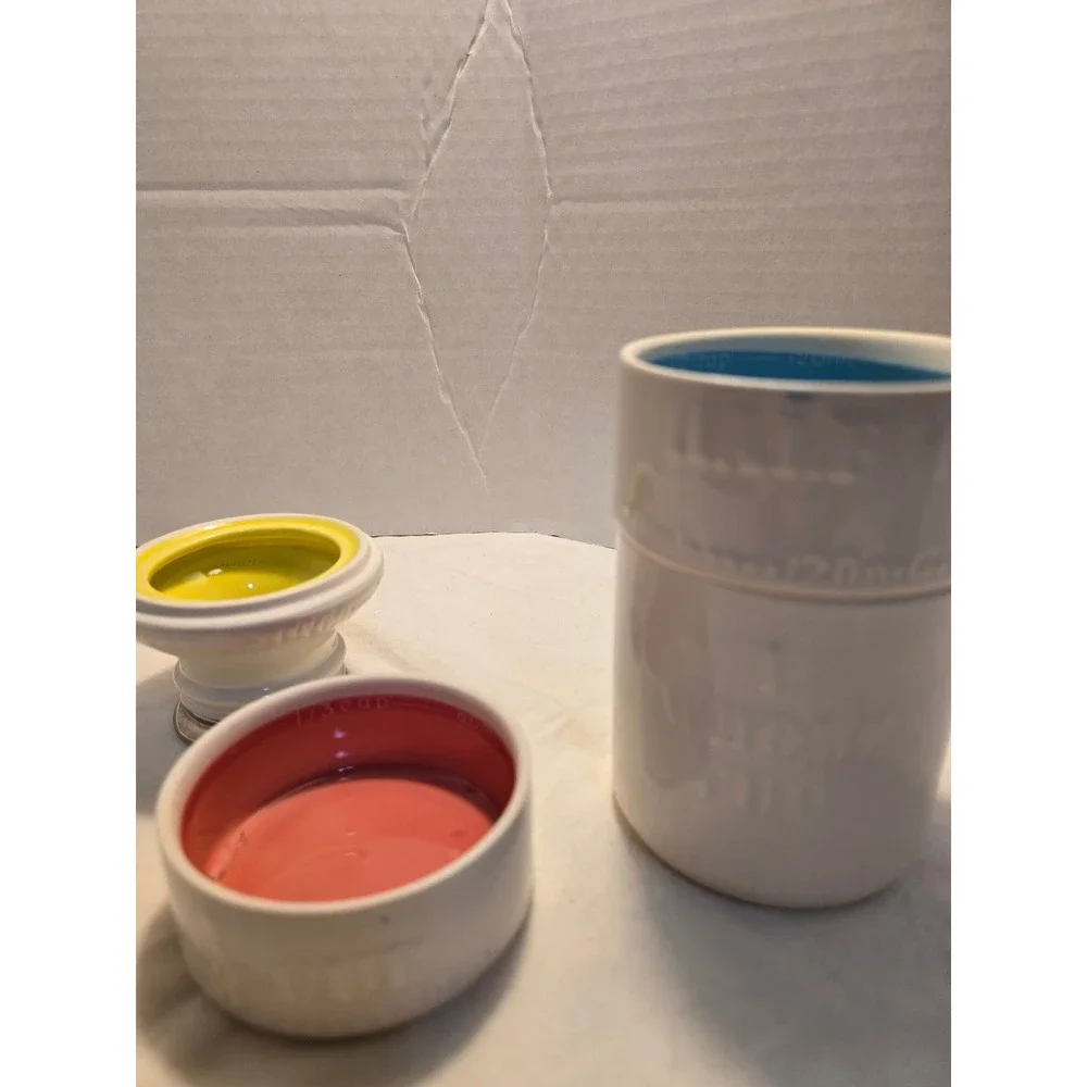 Alcott Ceramic Stackable Milk Bottle Measuring Cup Set White Multi Color 4 Piece